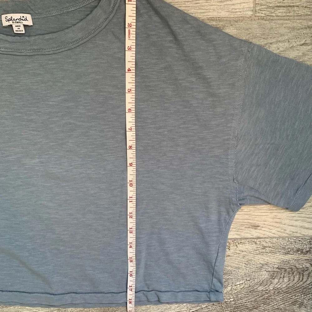 Splendid Oversized Crew Neck Crop Top Blue Sz XS - Picture 6 of 7